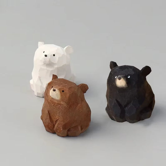 Carved Bear Wooden (Cute Desktop Decorations)