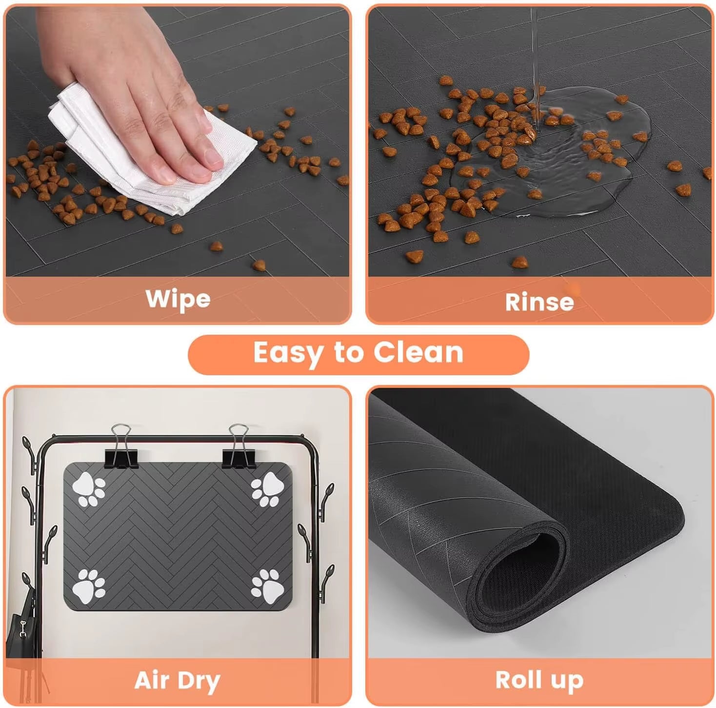 Dog Cat Food Mat - Absorbent Quick Dry Non-Slip