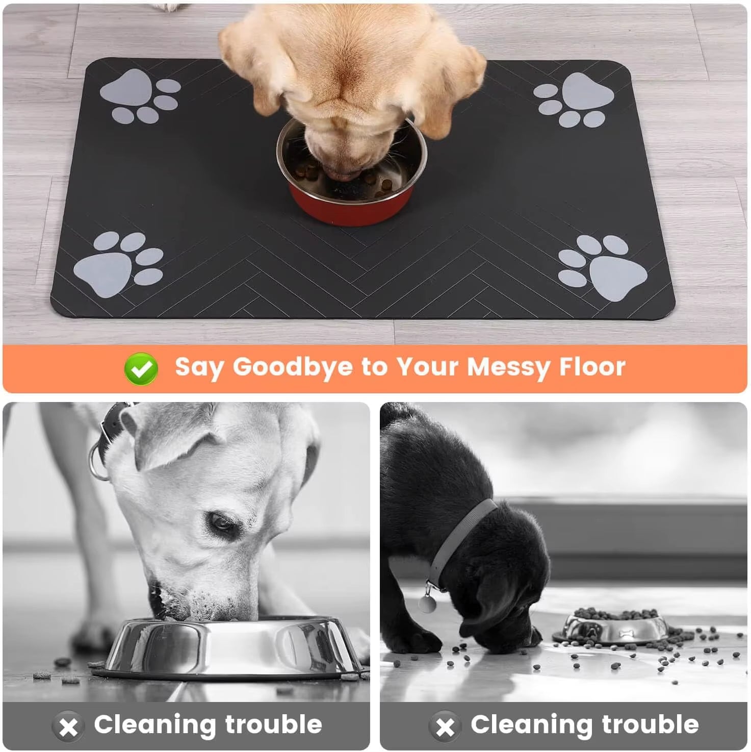 Dog Cat Food Mat - Absorbent Quick Dry Non-Slip