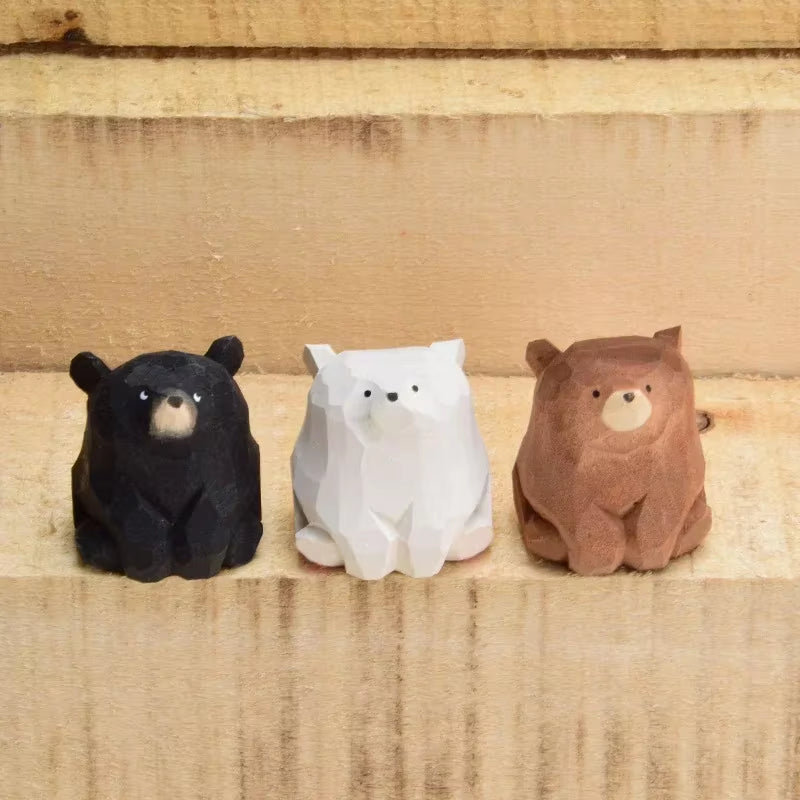 Carved Bear Wooden (Cute Desktop Decorations)