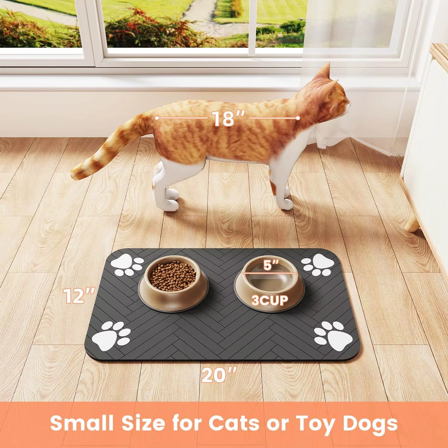 Dog Cat Food Mat - Absorbent Quick Dry Non-Slip