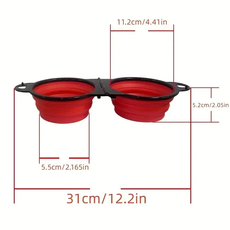 Double Collapsible Travel Bowls - Portable Silicone 
