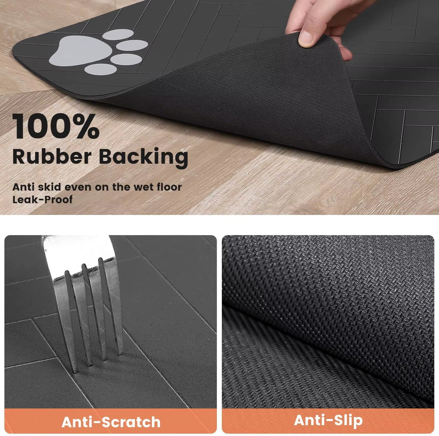 Dog Cat Food Mat - Absorbent Quick Dry Non-Slip