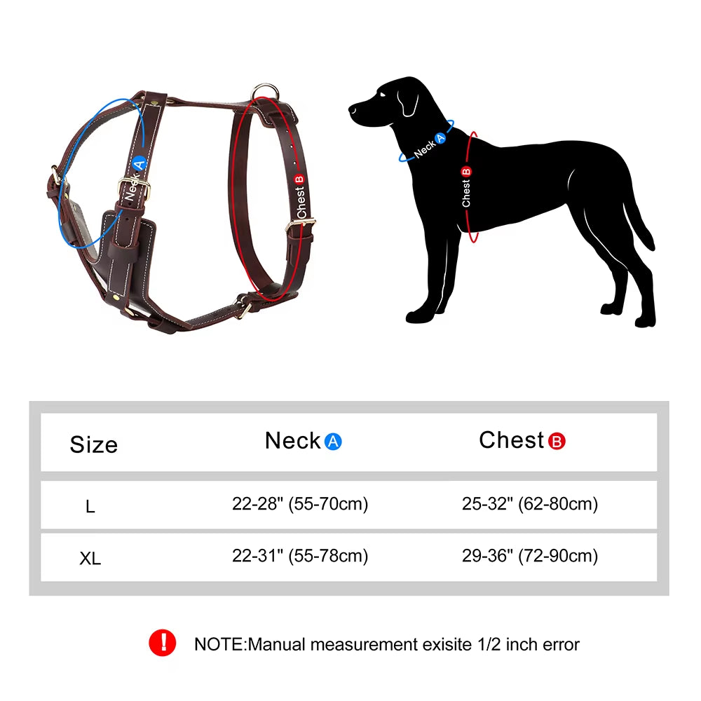 Dog Harness Genuine Leather Vest 