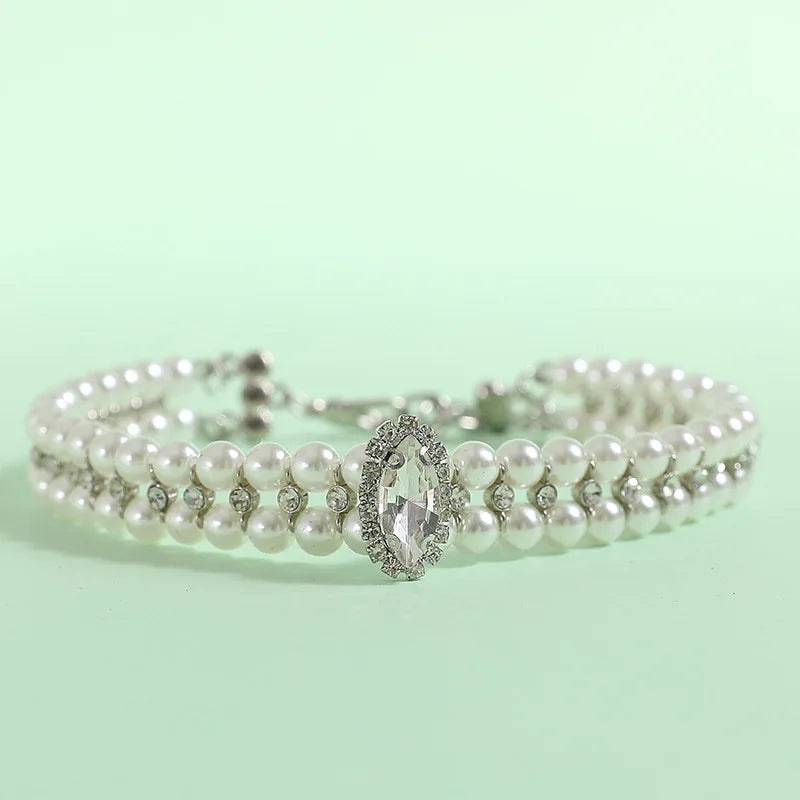 Pearl Necklace Rhinestone Collar (Luxury )