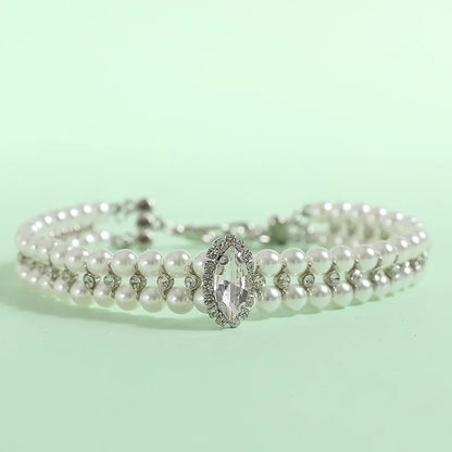 Pearl Necklace Rhinestone Collar (Luxury )