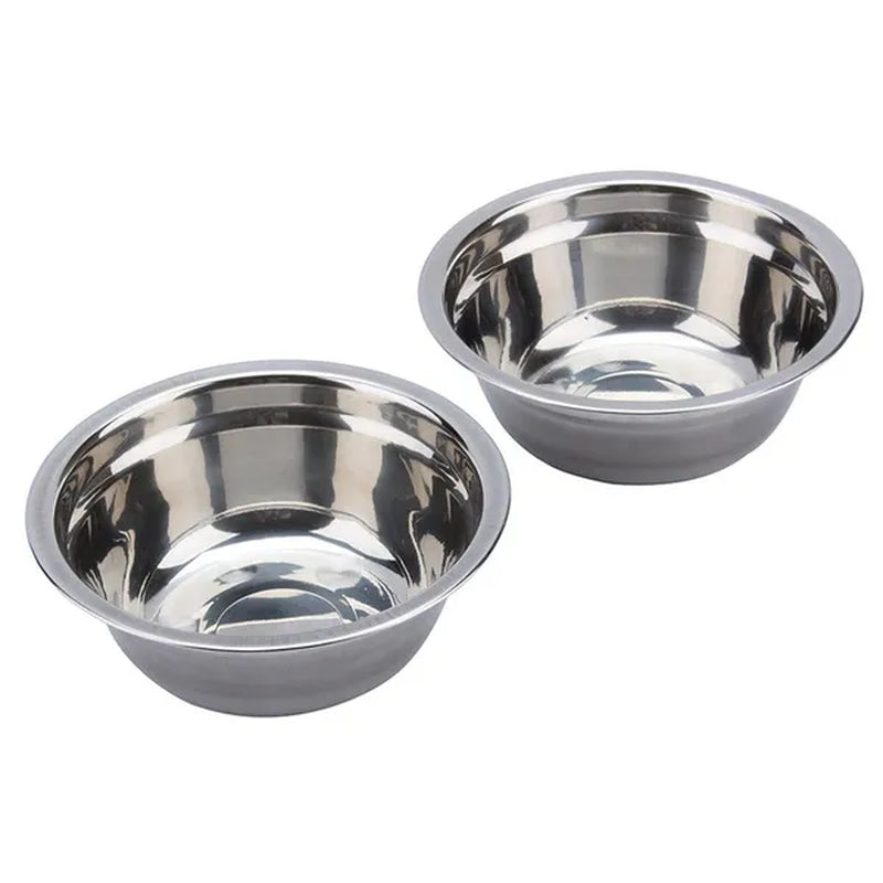 Double Stainless Steel Bowls (with Elevated Stand)