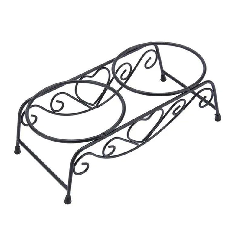 Double Stainless Steel Bowls (with Elevated Stand)