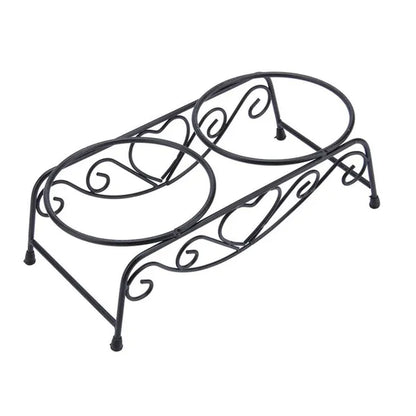 Double Stainless Steel Bowls (with Elevated Stand)