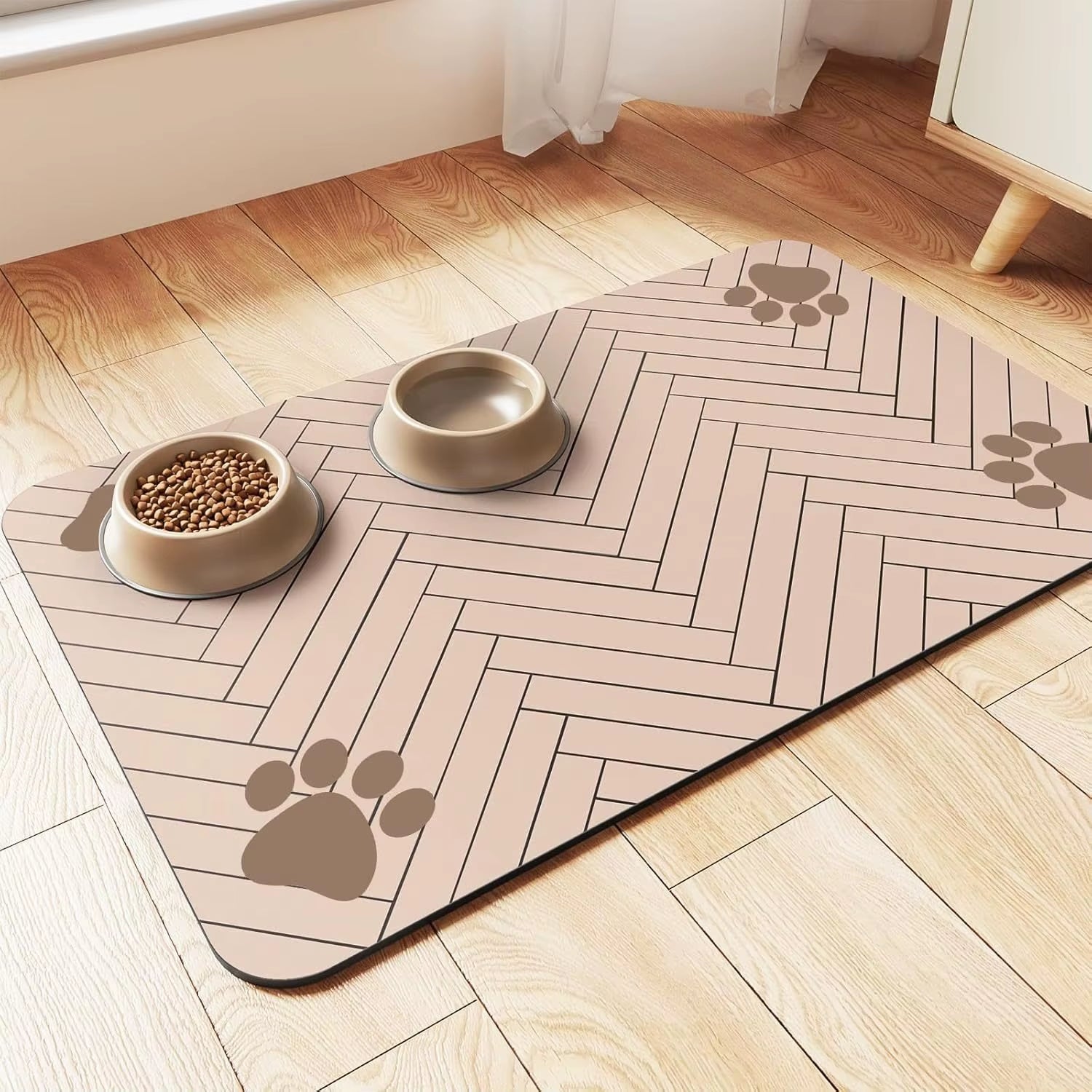 Dog Cat Food Mat - Absorbent Quick Dry Non-Slip