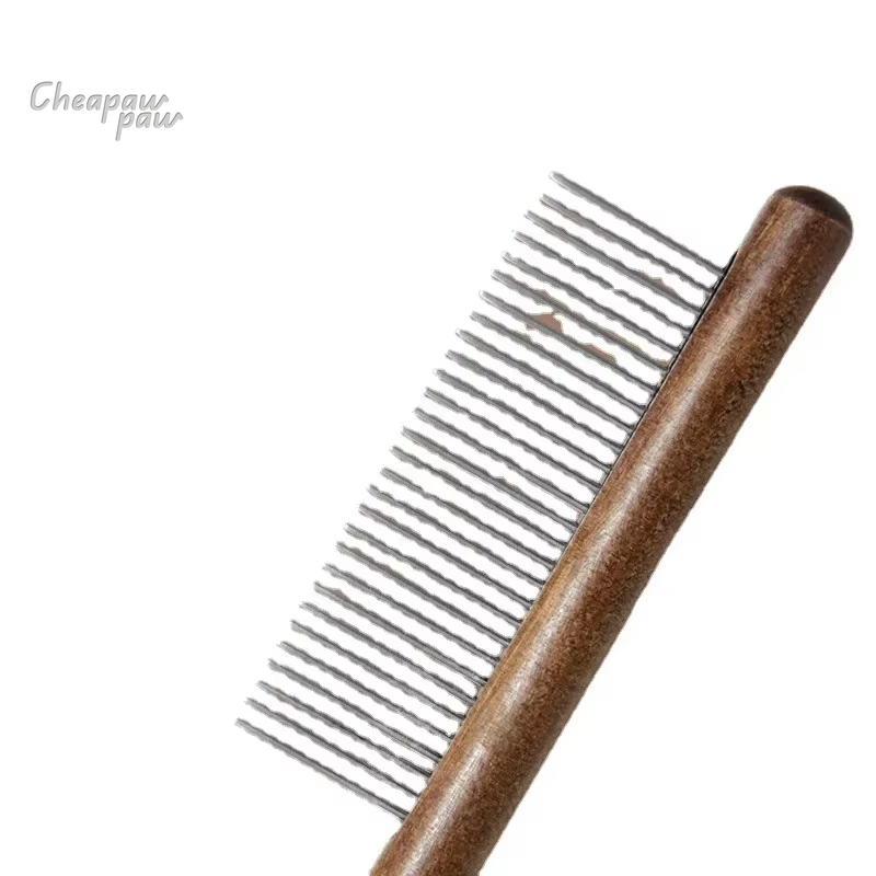 Pets Brush Massager  (Wooden Handle) Stainless Steel