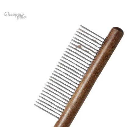 Pets Brush Massager  (Wooden Handle) Stainless Steel